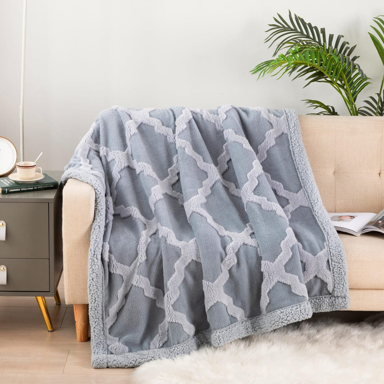 Miniatura 5 de LUJOSAS MANTAS SHERPA CON OVEJERO - COLOR: GRIS CLARO